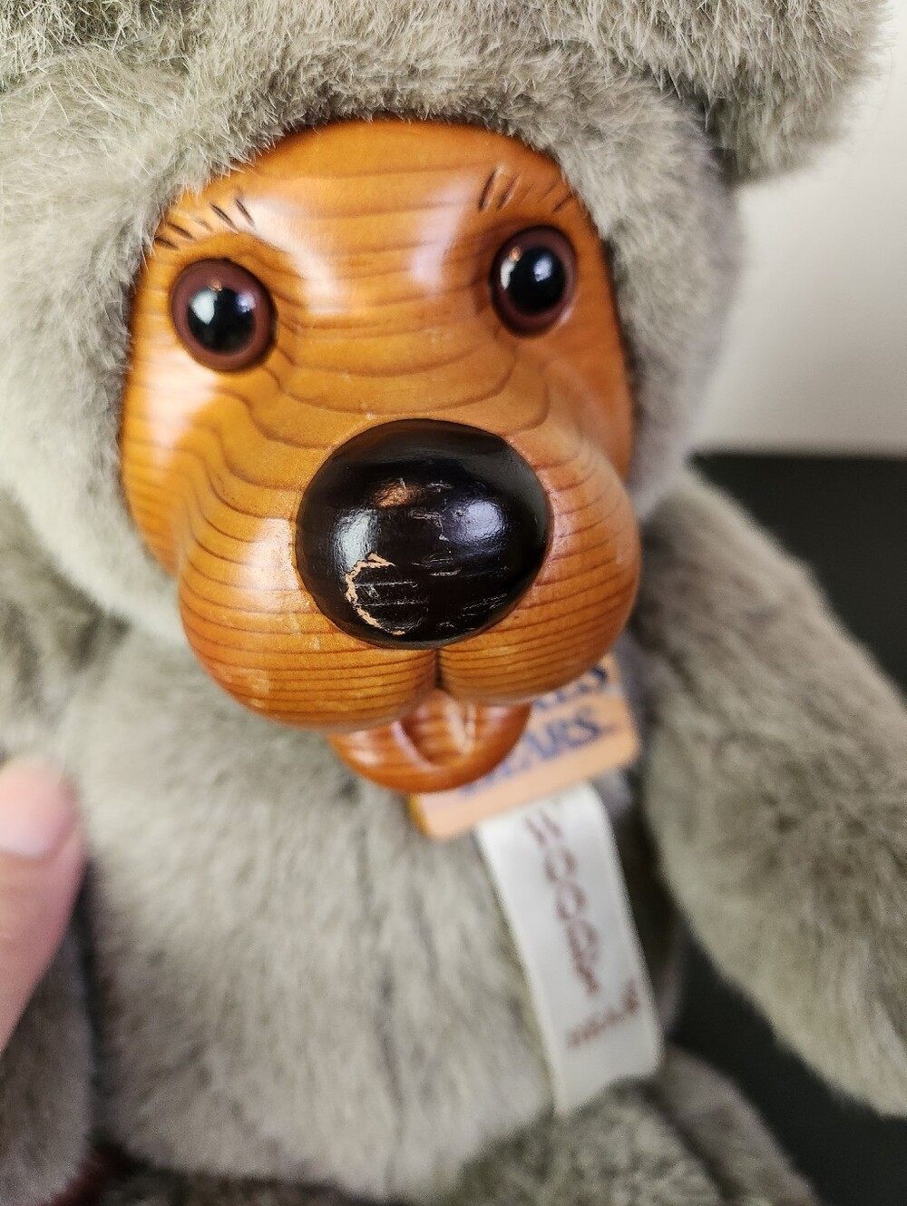 Vintage Robert Raikes Woody Teddy Bear Plush Wooden Face & Paws Applause - Picture 12 of 12